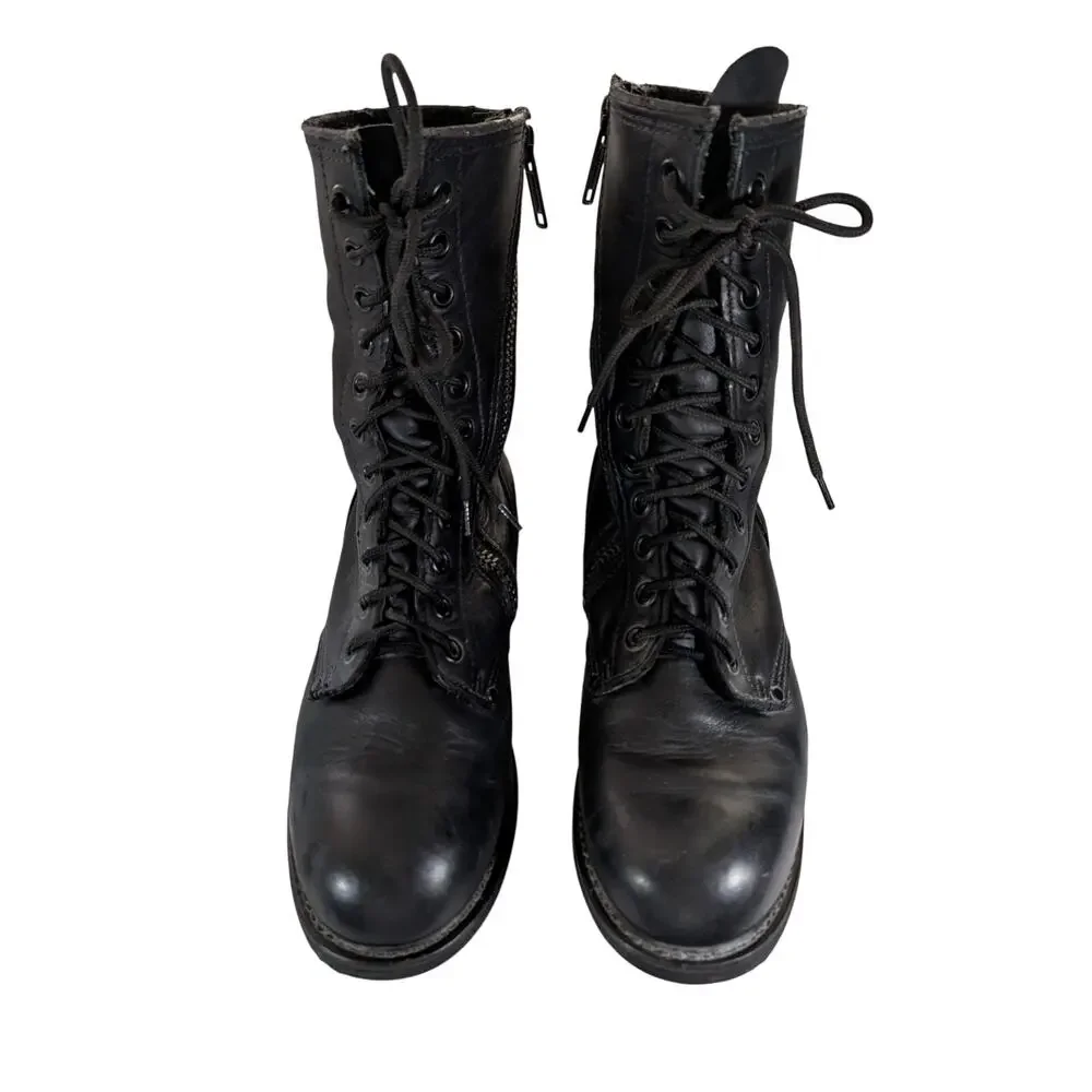 HARLEY DAVIDSON! BLACK GENUINE LEATHER CLASSIC HEAVY DUTY BIKER BOOTS! SZ 11M